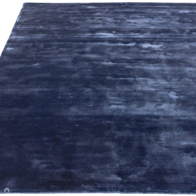 Katherine Carnaby Chrome Modern Designer Plain High-Density Heavyweight Hand-Woven Silky Smooth Shimmer Viscose Ink Blue Rug-Asiatic Carpets-Rug Love - The Most Loved Rug Store