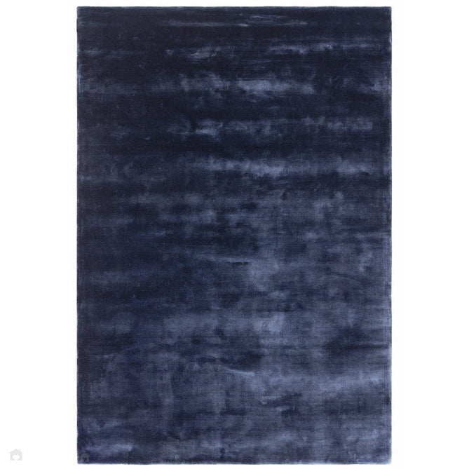 Katherine Carnaby Chrome Modern Designer Plain High-Density Heavyweight Hand-Woven Silky Smooth Shimmer Viscose Ink Blue Rug-Asiatic Carpets-Rug Love - The Most Loved Rug Store