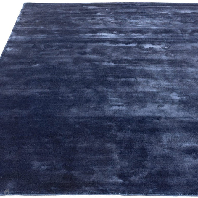 Katherine Carnaby Chrome Modern Designer Plain High-Density Heavyweight Hand-Woven Silky Smooth Shimmer Viscose Ink Blue Rug-Asiatic Carpets-Rug Love - The Most Loved Rug Store