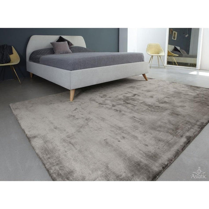 Katherine Carnaby Chrome Modern Designer Plain High-Density Heavyweight Hand-Woven Silky Smooth Shimmer Viscose Latte Brown Rug-Asiatic Carpets-Rug Love - The Most Loved Rug Store