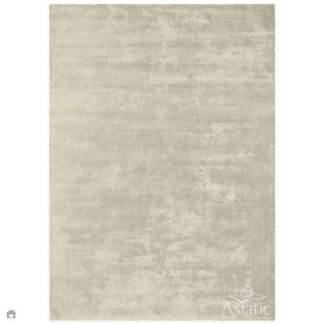 Buy Asiatic Carpets Katherine Carnaby Chrome Modern Designer Plain High-Density Heavyweight Hand-Woven Silky Smooth Shimmer Viscose Pearl Cream/White Rug Lowest Price | Rug Love