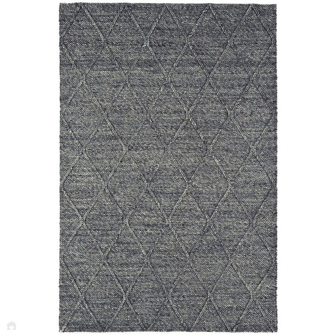 Katherine Carnaby Coast CD01 Modern Designer Plain Geometric Diamond Hand-Woven Textured Wool&Viscose Flatweave Charcoal Grey Rug-Asiatic Carpets-Rug Love - The Most Loved Rug Store