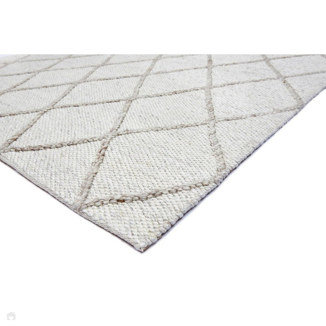 Katherine Carnaby Coast CD02 Modern Designer Plain Geometric Diamond Hand-Woven Textured Wool&Viscose Flatweave Cream Rug-Asiatic Carpets-Rug Love - The Most Loved Rug Store