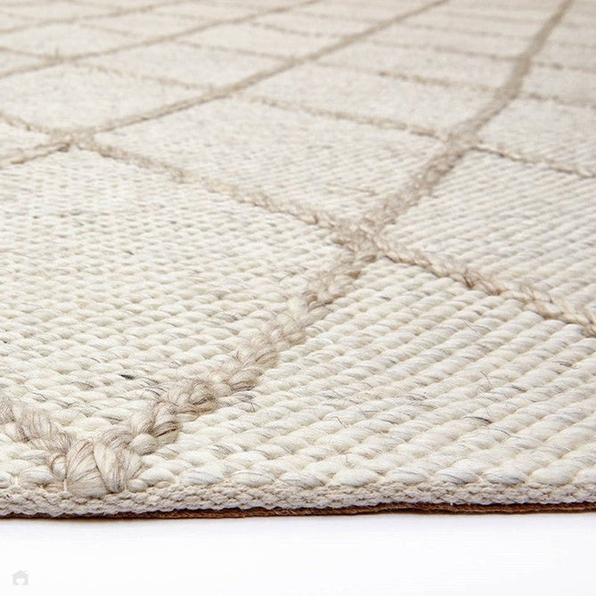 Katherine Carnaby Coast CD02 Modern Designer Plain Geometric Diamond Hand-Woven Textured Wool&Viscose Flatweave Cream Rug-Asiatic Carpets-Rug Love - The Most Loved Rug Store