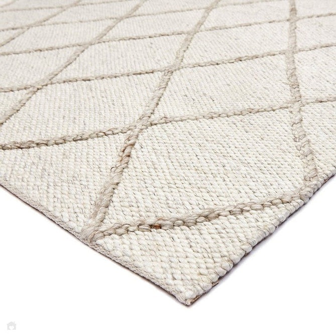 Katherine Carnaby Coast CD02 Modern Designer Plain Geometric Diamond Hand-Woven Textured Wool&Viscose Flatweave Cream Rug-Asiatic Carpets-Rug Love - The Most Loved Rug Store