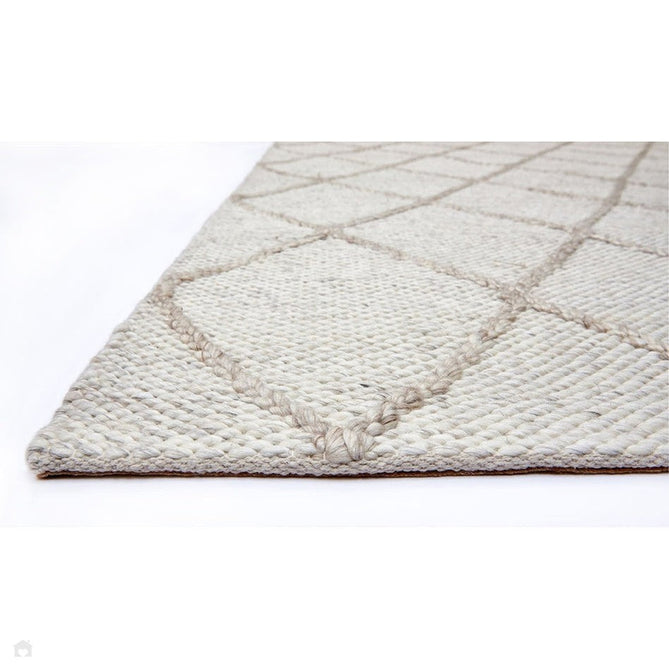 Katherine Carnaby Coast CD02 Modern Designer Plain Geometric Diamond Hand-Woven Textured Wool&Viscose Flatweave Cream Rug-Asiatic Carpets-Rug Love - The Most Loved Rug Store