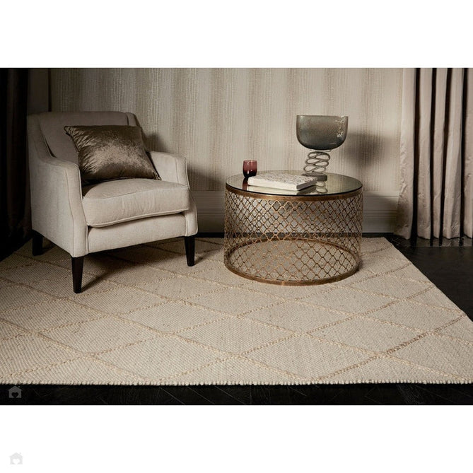 Katherine Carnaby Coast CD02 Modern Designer Plain Geometric Diamond Hand-Woven Textured Wool&Viscose Flatweave Cream Rug-Asiatic Carpets-Rug Love - The Most Loved Rug Store