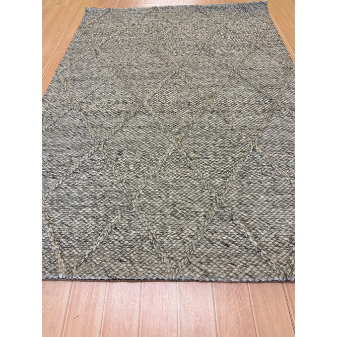 Katherine Carnaby Coast CD03 Modern Designer Plain Geometric Diamond Hand-Woven Textured Wool&Viscose Flatweave Grey Marl Rug-Asiatic Carpets-Rug Love - The Most Loved Rug Store