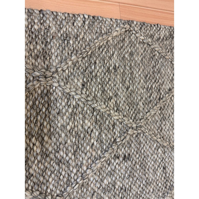 Katherine Carnaby Coast CD03 Modern Designer Plain Geometric Diamond Hand-Woven Textured Wool&Viscose Flatweave Grey Marl Rug-Asiatic Carpets-Rug Love - The Most Loved Rug Store