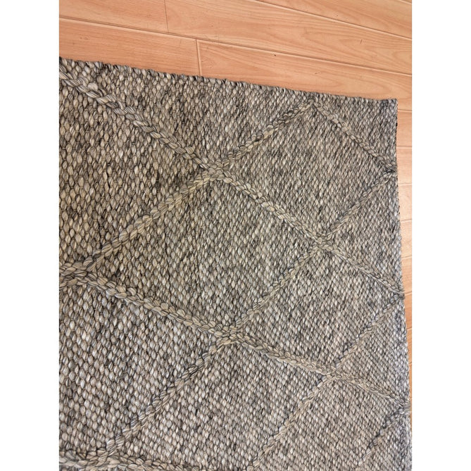 Katherine Carnaby Coast CD03 Modern Designer Plain Geometric Diamond Hand-Woven Textured Wool&Viscose Flatweave Grey Marl Rug-Asiatic Carpets-Rug Love - The Most Loved Rug Store