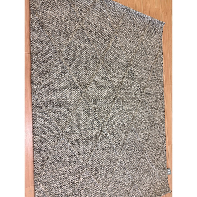 Katherine Carnaby Coast CD03 Modern Designer Plain Geometric Diamond Hand-Woven Textured Wool&Viscose Flatweave Grey Marl Rug-Asiatic Carpets-Rug Love - The Most Loved Rug Store