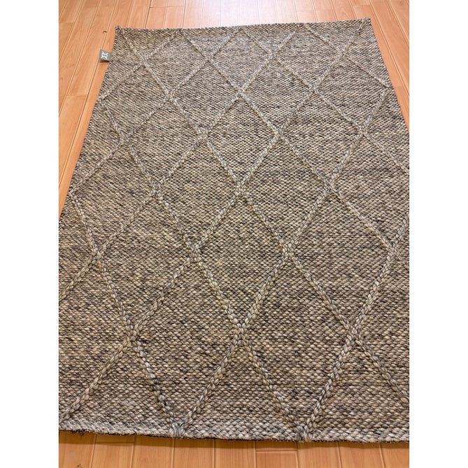 Katherine Carnaby Coast CD03 Modern Designer Plain Geometric Diamond Hand-Woven Textured Wool&Viscose Flatweave Grey Marl Rug-Asiatic Carpets-Rug Love - The Most Loved Rug Store