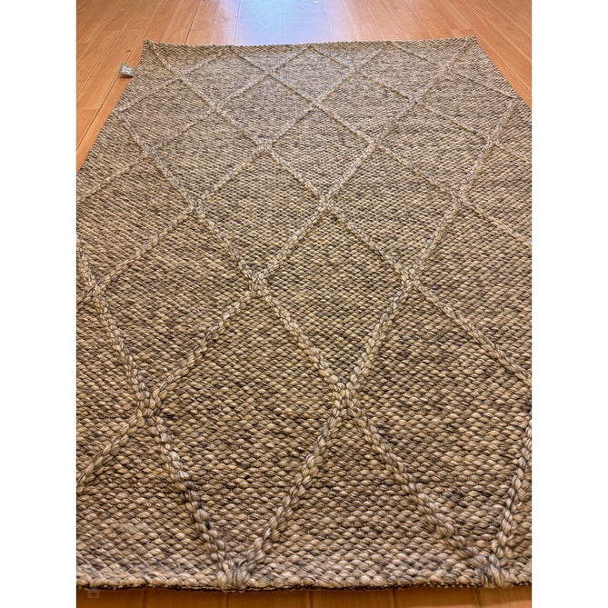 Katherine Carnaby Coast CD03 Modern Designer Plain Geometric Diamond Hand-Woven Textured Wool&Viscose Flatweave Grey Marl Rug-Asiatic Carpets-Rug Love - The Most Loved Rug Store