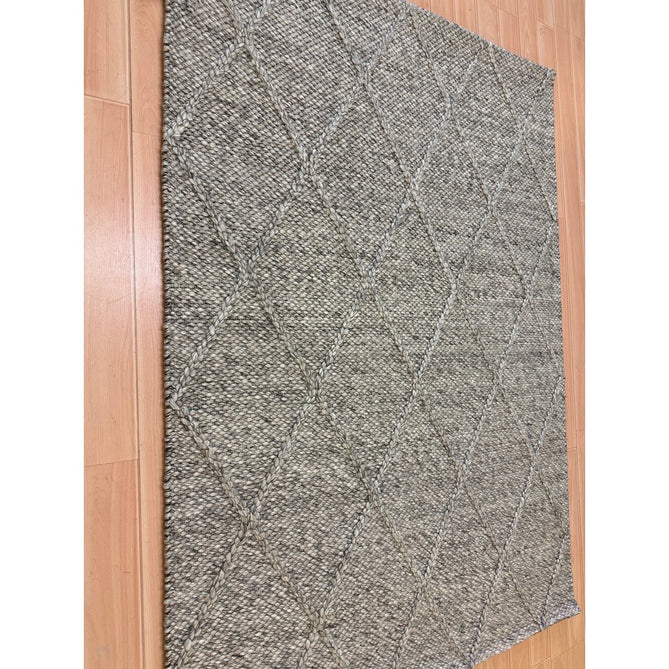 Katherine Carnaby Coast CD03 Modern Designer Plain Geometric Diamond Hand-Woven Textured Wool&Viscose Flatweave Grey Marl Rug-Asiatic Carpets-Rug Love - The Most Loved Rug Store