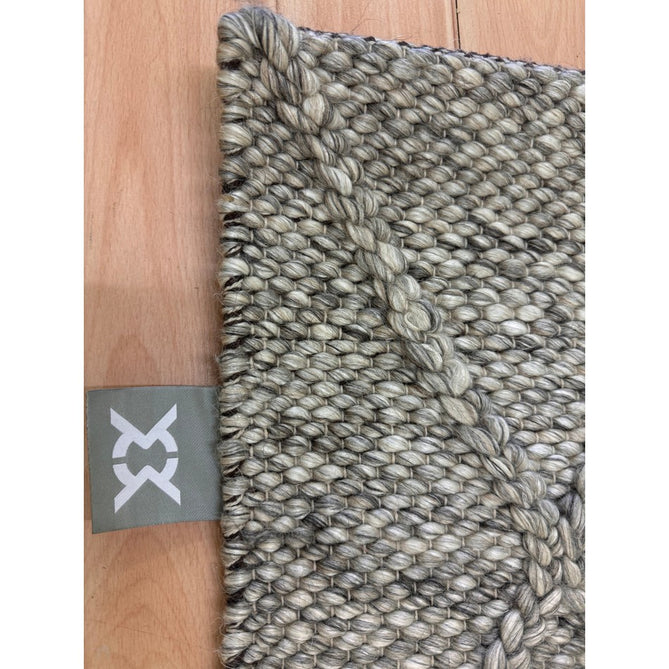 Katherine Carnaby Coast CD03 Modern Designer Plain Geometric Diamond Hand-Woven Textured Wool&Viscose Flatweave Grey Marl Rug-Asiatic Carpets-Rug Love - The Most Loved Rug Store