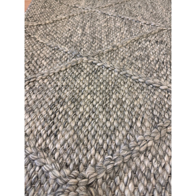 Katherine Carnaby Coast CD03 Modern Designer Plain Geometric Diamond Hand-Woven Textured Wool&Viscose Flatweave Grey Marl Rug-Asiatic Carpets-Rug Love - The Most Loved Rug Store