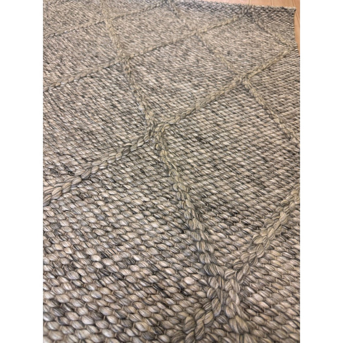 Katherine Carnaby Coast CD03 Modern Designer Plain Geometric Diamond Hand-Woven Textured Wool&Viscose Flatweave Grey Marl Rug-Asiatic Carpets-Rug Love - The Most Loved Rug Store