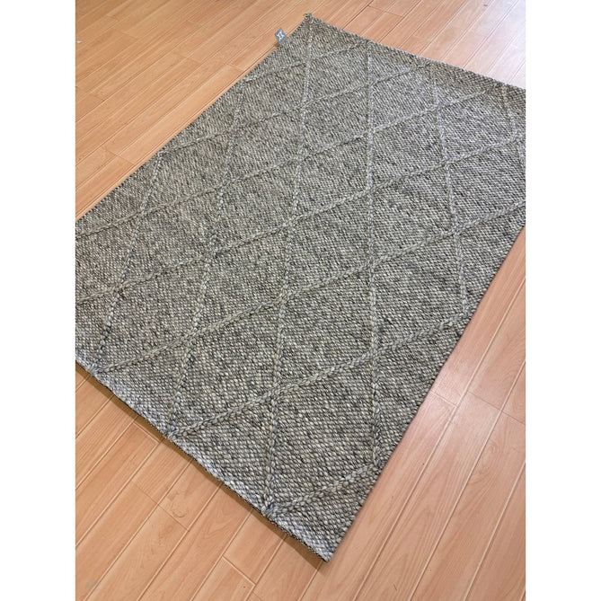 Katherine Carnaby Coast CD03 Modern Designer Plain Geometric Diamond Hand-Woven Textured Wool&Viscose Flatweave Grey Marl Rug-Asiatic Carpets-Rug Love - The Most Loved Rug Store