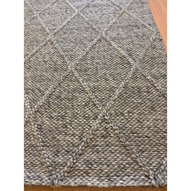 Katherine Carnaby Coast CD03 Modern Designer Plain Geometric Diamond Hand-Woven Textured Wool&Viscose Flatweave Grey Marl Rug-Asiatic Carpets-Rug Love - The Most Loved Rug Store