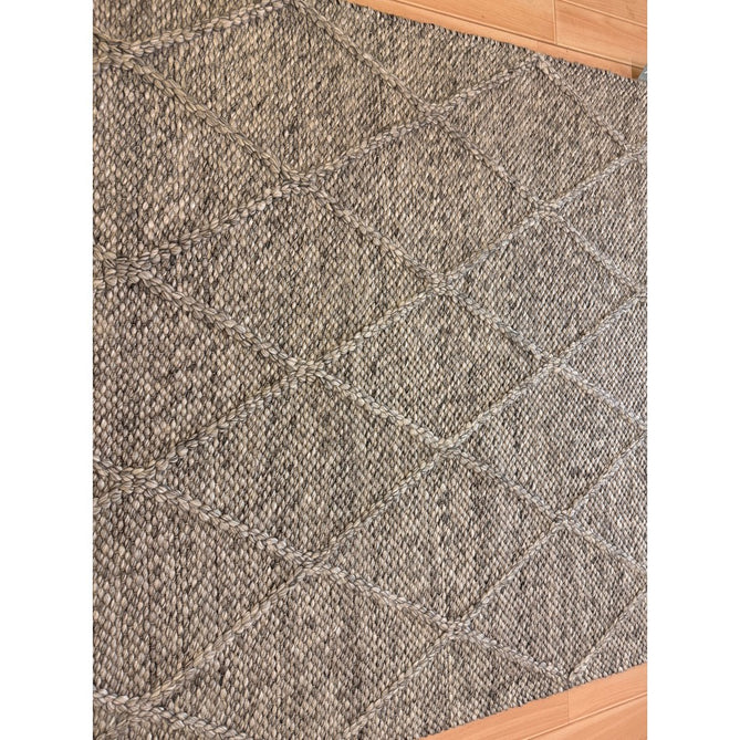 Katherine Carnaby Coast CD03 Modern Designer Plain Geometric Diamond Hand-Woven Textured Wool&Viscose Flatweave Grey Marl Rug-Asiatic Carpets-Rug Love - The Most Loved Rug Store