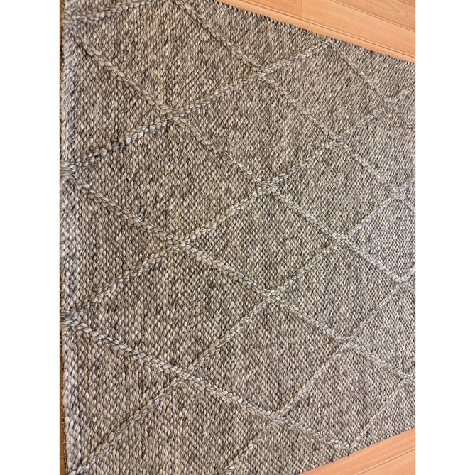 Katherine Carnaby Coast CD03 Modern Designer Plain Geometric Diamond Hand-Woven Textured Wool&Viscose Flatweave Grey Marl Rug-Asiatic Carpets-Rug Love - The Most Loved Rug Store