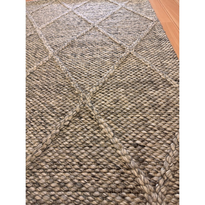 Katherine Carnaby Coast CD03 Modern Designer Plain Geometric Diamond Hand-Woven Textured Wool&Viscose Flatweave Grey Marl Rug-Asiatic Carpets-Rug Love - The Most Loved Rug Store