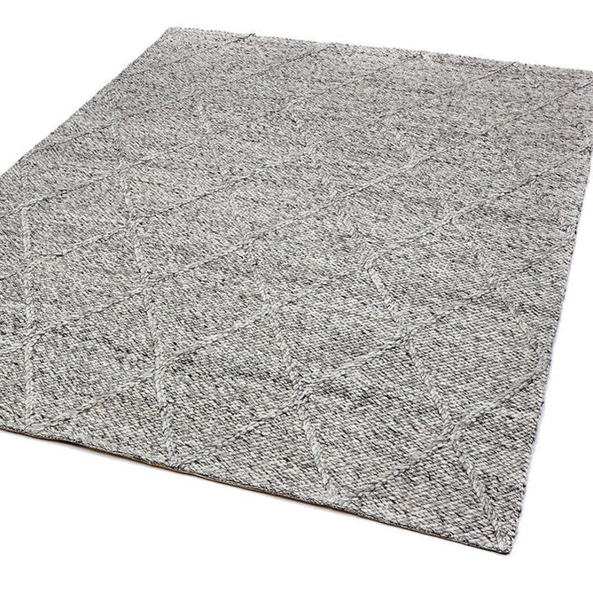 Katherine Carnaby Coast CD03 Modern Designer Plain Geometric Diamond Hand-Woven Textured Wool&Viscose Flatweave Grey Marl Rug-Asiatic Carpets-Rug Love - The Most Loved Rug Store