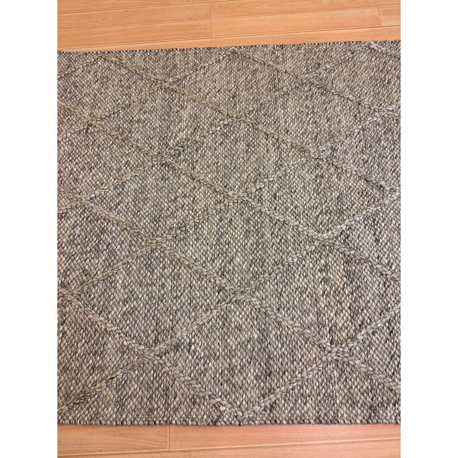 Katherine Carnaby Coast CD03 Modern Designer Plain Geometric Diamond Hand-Woven Textured Wool&Viscose Flatweave Grey Marl Rug-Asiatic Carpets-Rug Love - The Most Loved Rug Store