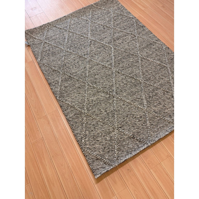 Katherine Carnaby Coast CD03 Modern Designer Plain Geometric Diamond Hand-Woven Textured Wool&Viscose Flatweave Grey Marl Rug-Asiatic Carpets-Rug Love - The Most Loved Rug Store