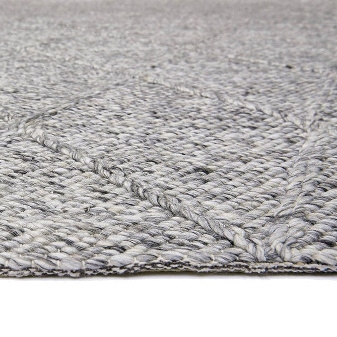 Katherine Carnaby Coast CD03 Modern Designer Plain Geometric Diamond Hand-Woven Textured Wool&Viscose Flatweave Grey Marl Rug-Asiatic Carpets-Rug Love - The Most Loved Rug Store