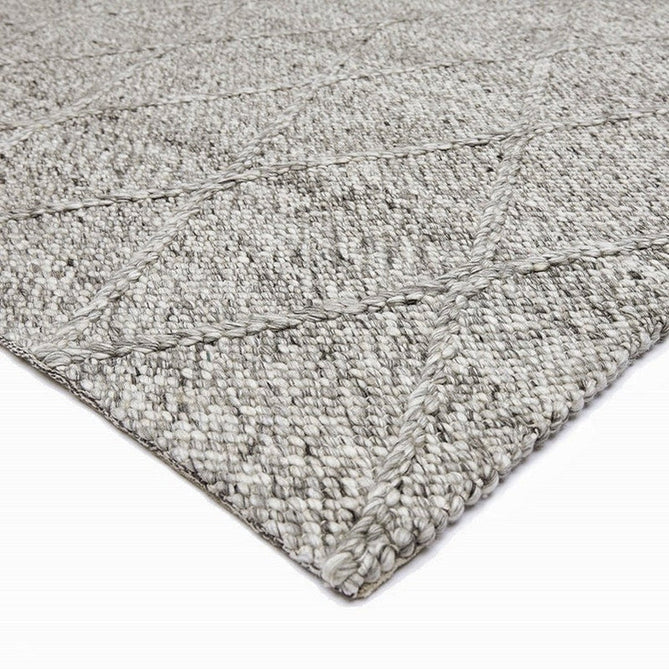 Katherine Carnaby Coast CD03 Modern Designer Plain Geometric Diamond Hand-Woven Textured Wool&Viscose Flatweave Grey Marl Rug-Asiatic Carpets-Rug Love - The Most Loved Rug Store