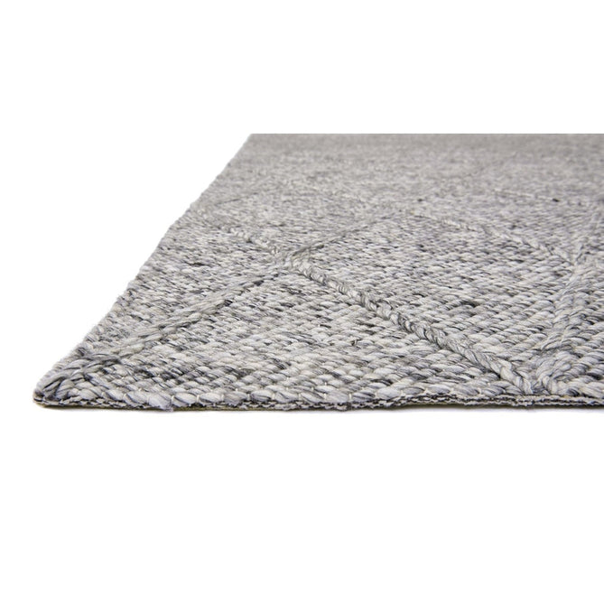 Katherine Carnaby Coast CD03 Modern Designer Plain Geometric Diamond Hand-Woven Textured Wool&Viscose Flatweave Grey Marl Rug-Asiatic Carpets-Rug Love - The Most Loved Rug Store