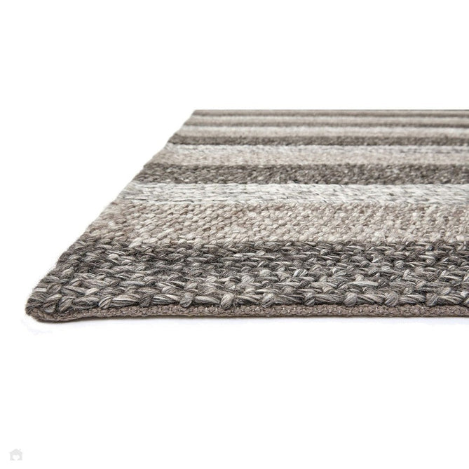 Katherine Carnaby Coast CS08 Modern Designer Plain Varied Stripe Hand-Woven Textured Wool&Viscose Flatweave Taupe Brown Rug-Asiatic Carpets-Rug Love - The Most Loved Rug Store