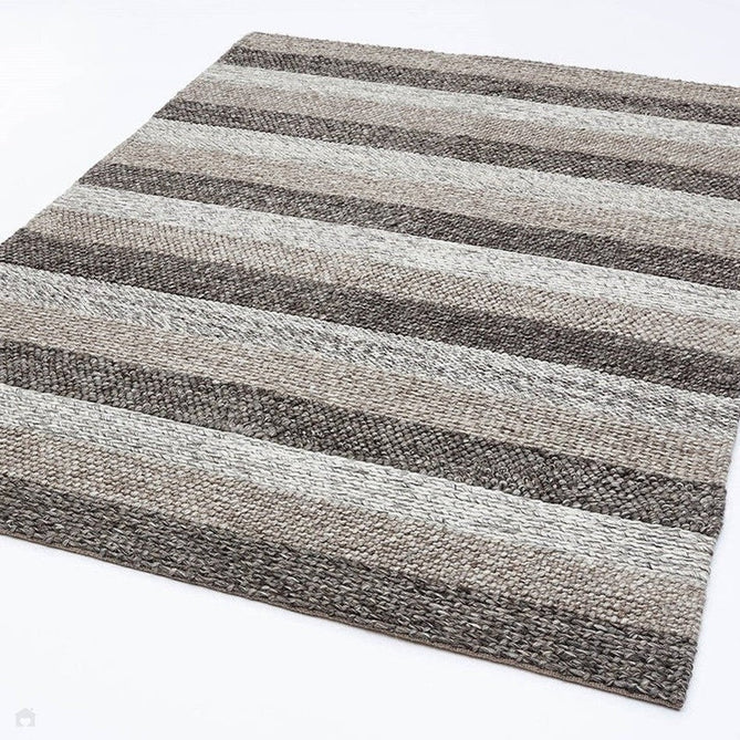 Katherine Carnaby Coast CS08 Modern Designer Plain Varied Stripe Hand-Woven Textured Wool&Viscose Flatweave Taupe Brown Rug-Asiatic Carpets-Rug Love - The Most Loved Rug Store