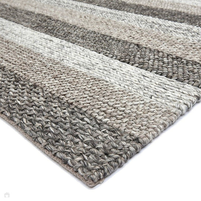 Katherine Carnaby Coast CS08 Modern Designer Plain Varied Stripe Hand-Woven Textured Wool&Viscose Flatweave Taupe Brown Rug-Asiatic Carpets-Rug Love - The Most Loved Rug Store