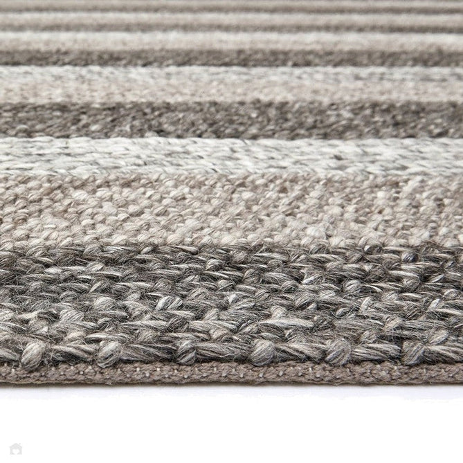 Katherine Carnaby Coast CS08 Modern Designer Plain Varied Stripe Hand-Woven Textured Wool&Viscose Flatweave Taupe Brown Rug-Asiatic Carpets-Rug Love - The Most Loved Rug Store