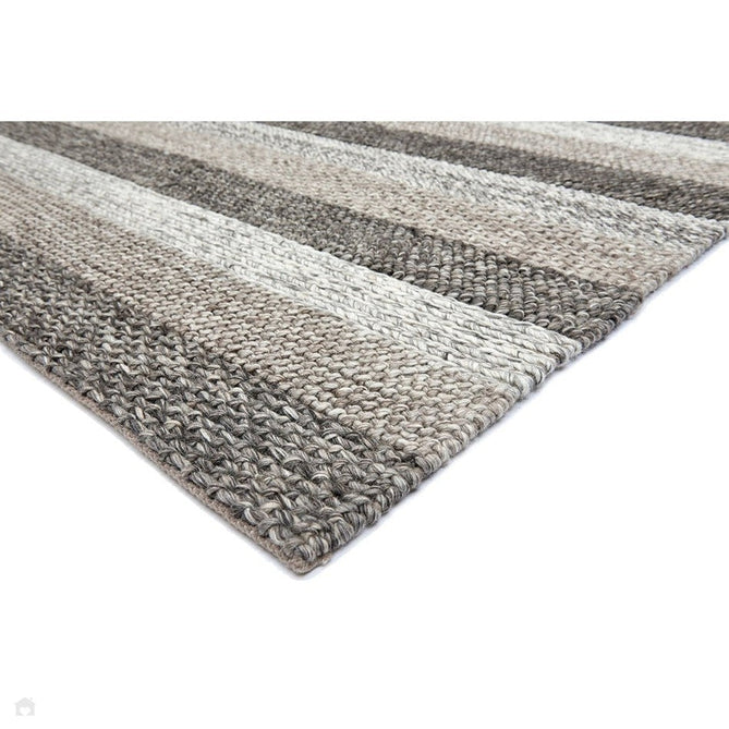 Katherine Carnaby Coast CS08 Modern Designer Plain Varied Stripe Hand-Woven Textured Wool&Viscose Flatweave Taupe Brown Rug-Asiatic Carpets-Rug Love - The Most Loved Rug Store