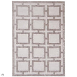 Katherine Carnaby Eaton Modern Designer Geometric Super-Soft Hand-Woven High-Density Textured Silky Metallic Shimmer Viscose Flatweave Biscuit Rug