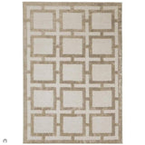 Katherine Carnaby Eaton Modern Designer Geometric Super-Soft Hand-Woven High-Density Textured Silky Metallic Shimmer Viscose Flatweave Gold Rug