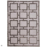 Katherine Carnaby Eaton Modern Designer Geometric Super-Soft Hand-Woven High-Density Textured Silky Metallic Shimmer Viscose Flatweave Mocha Rug