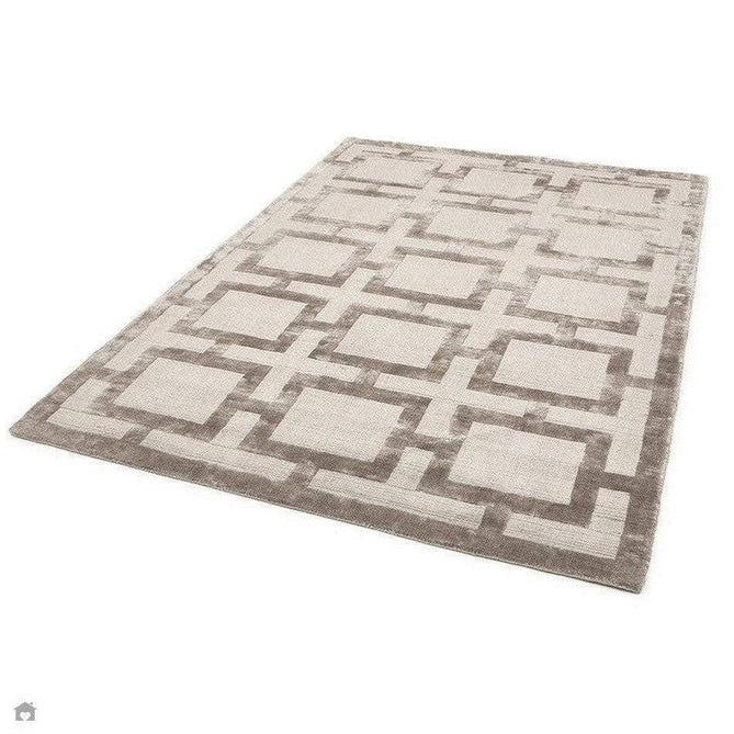 Buy Asiatic Carpets Katherine Carnaby Eaton Modern Designer Geometric Super-Soft Hand-Woven High-Density Textured Silky Metallic Shimmer Viscose Flatweave Mocha Rug Lowest Price | Rug Love