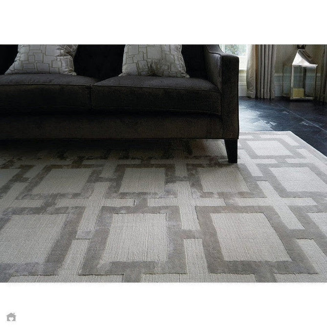 Buy Asiatic Carpets Katherine Carnaby Eaton Modern Designer Geometric Super-Soft Hand-Woven High-Density Textured Silky Metallic Shimmer Viscose Flatweave Silver Rug Lowest Price | Rug Love