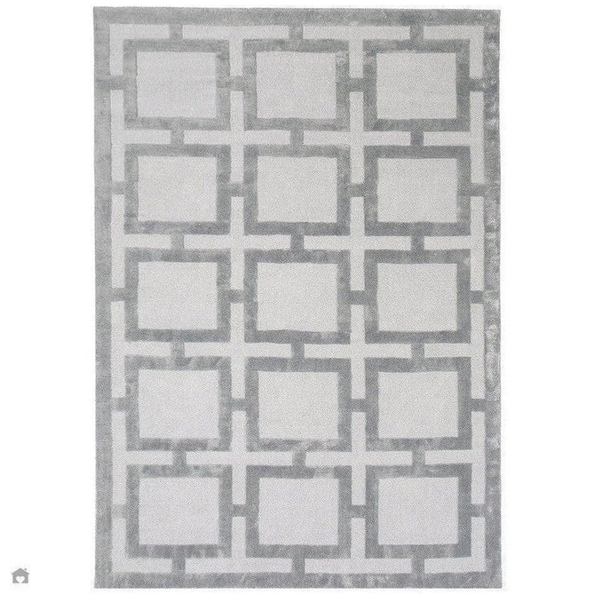 Buy Asiatic Carpets Katherine Carnaby Eaton Modern Designer Geometric Super-Soft Hand-Woven High-Density Textured Silky Metallic Shimmer Viscose Flatweave Silver Rug Lowest Price | Rug Love