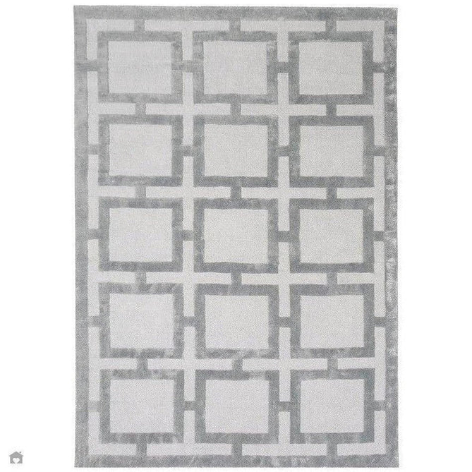 Buy Asiatic Carpets Katherine Carnaby Eaton Modern Designer Geometric Super-Soft Hand-Woven High-Density Textured Silky Metallic Shimmer Viscose Flatweave Silver Rug Lowest Price | Rug Love