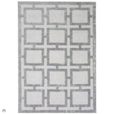 Katherine Carnaby Eaton Modern Designer Geometric Super-Soft Hand-Woven High-Density Textured Silky Metallic Shimmer Viscose Flatweave Silver Rug