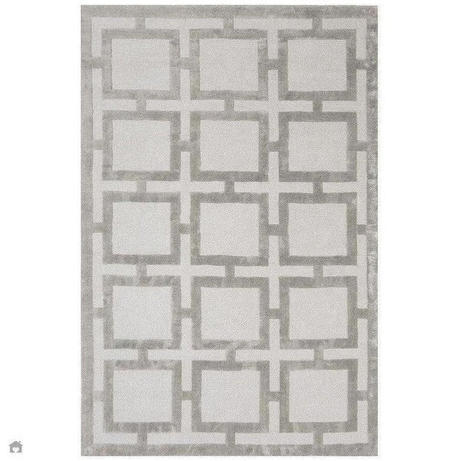 Buy Asiatic Carpets Katherine Carnaby Eaton Modern Designer Geometric Super-Soft Hand-Woven High-Density Textured Silky Metallic Shimmer Viscose Flatweave Silver Rug Lowest Price | Rug Love