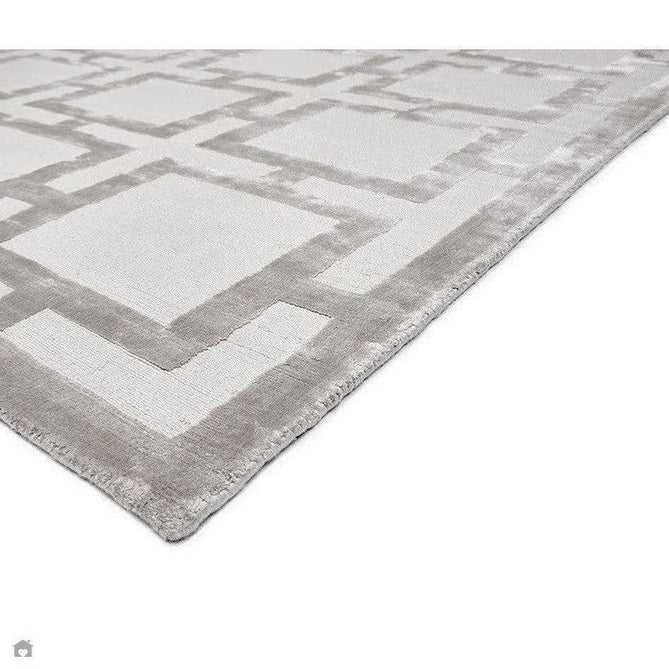 Buy Asiatic Carpets Katherine Carnaby Eaton Modern Designer Geometric Super-Soft Hand-Woven High-Density Textured Silky Metallic Shimmer Viscose Flatweave Silver Rug Lowest Price | Rug Love