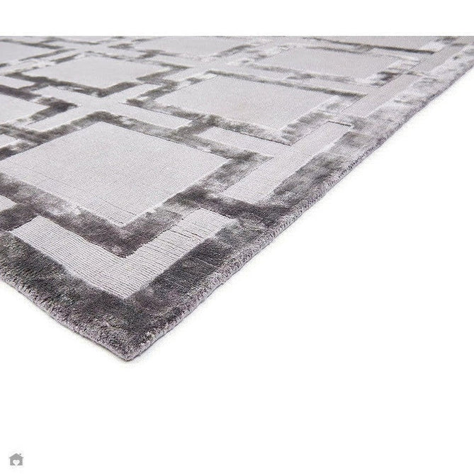 Buy Asiatic Carpets Katherine Carnaby Eaton Modern Designer Geometric Super-Soft Hand-Woven High-Density Textured Silky Metallic Shimmer Viscose Flatweave Steel Rug Lowest Price | Rug Love