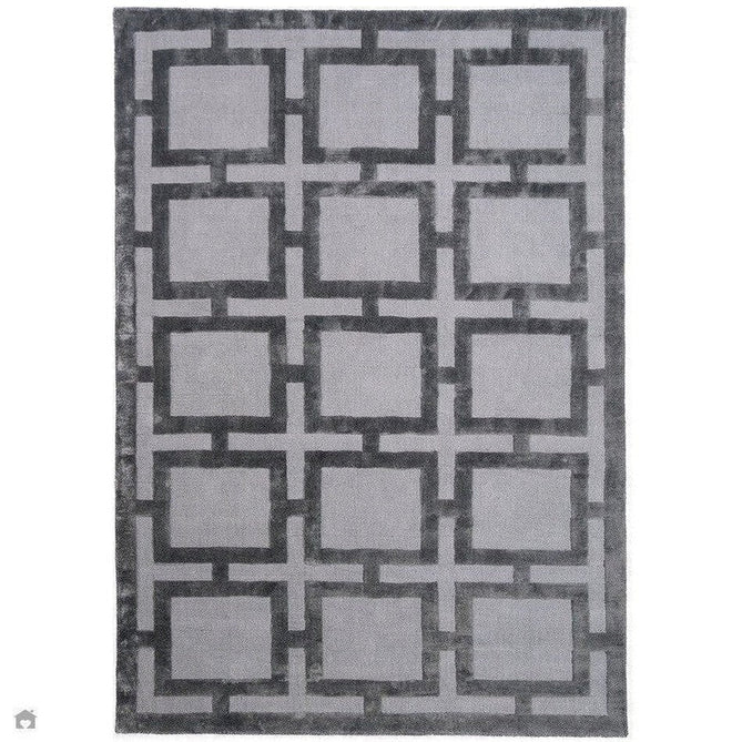 Buy Asiatic Carpets Katherine Carnaby Eaton Modern Designer Geometric Super-Soft Hand-Woven High-Density Textured Silky Metallic Shimmer Viscose Flatweave Steel Rug Lowest Price | Rug Love