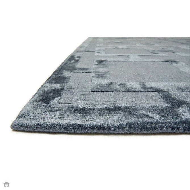 Buy Asiatic Carpets Katherine Carnaby Eaton Modern Designer Geometric Super-Soft Hand-Woven High-Density Textured Silky Metallic Shimmer Viscose Flatweave Storm Blue Rug Lowest Price | Rug Love